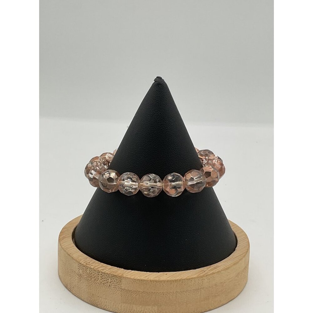Faceted clear Crystal Bead Stretch Bracelet